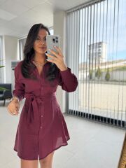 Fw 8184 Bordo Gömlek Elbise