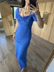My 3167 Blue polka dot low-cut dress
