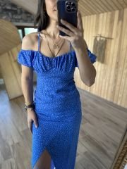 My 3167 Blue polka dot low-cut dress