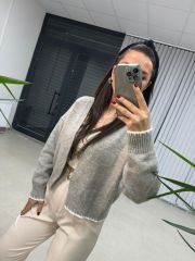 White Transitional Mink Cardigan