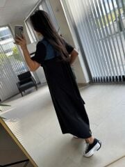 Dr 8268 Denim Cep Detaylı Siyah Poplin Gömlek Elbise