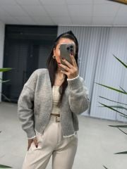 White Transitional Mink Cardigan