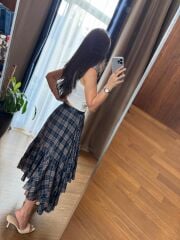 Rn 37222 Asimetrik Ekoseli Kemerli Laci Etek