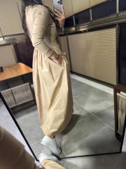 Dr 8216 Tasarım Dik Yaka Maxsiboy Bej Elbise