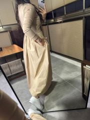 Dr 8216 Design Stand Collar Maxiboy Beige Dress