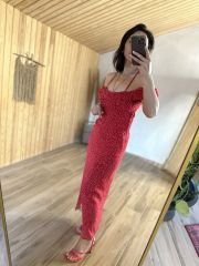 My 3167 Red polka dot low-cut dress