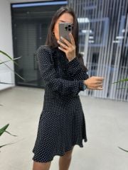Original Brand Polka Dot Scallop Detailed Dress