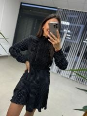 Original Brand Polka Dot Scallop Detailed Dress