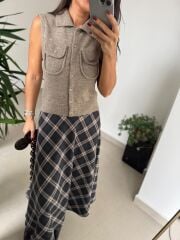 Nn 4563 Tasarım Süveter Triko Yelek