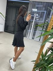 Original Brand Polka Dot Scallop Detailed Dress