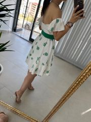 My 3163 Green Embroidered Crinkle Dress