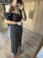 My 3167 Black polka dot low-cut dress
