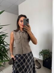 Nn 25-2061 Ekose Kaşe Dokulu Etek