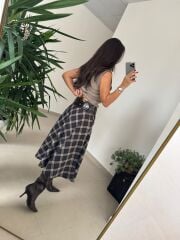 Nn 25-2061 Ekose Kaşe Dokulu Etek