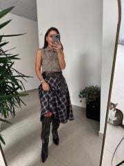 Nn 25-2061 Ekose Kaşe Dokulu Etek