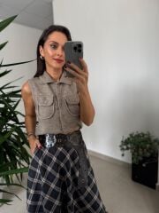 Nn 25-2061 Ekose Kaşe Dokulu Etek