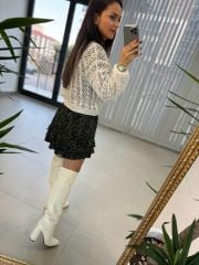 Sg Ajurlu v Yaka Krem Triko