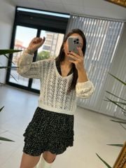 Sg Ajurlu v Yaka Krem Triko