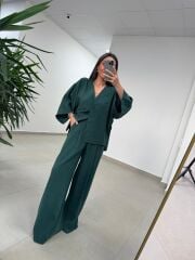 Fp 51173 Tensel Tek Düğmeli Zümrüt Pantolon Takım