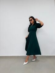 My 3578 Fiyonk Broşlu Zümrüt Elbise