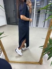 Sg Polo Neck Navy Dress