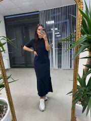 Sg Polo Neck Navy Dress