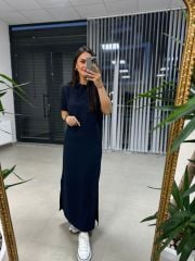 Sg Polo Neck Navy Dress