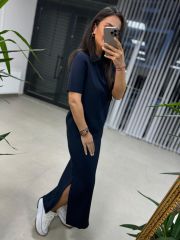 Sg Polo Neck Navy Dress