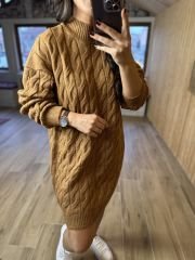 Taba saç örgü tunik elbise