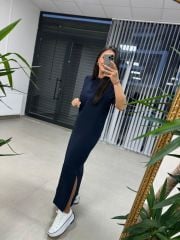 Sg Polo Neck Navy Dress