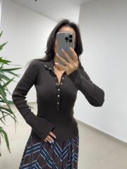 Mz 22694 A. Kahve Çıtçıtlı Triko