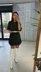 Khakifarbenes Leo-Chiffonkleid