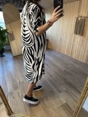 Zebra floş keten gömlek elb