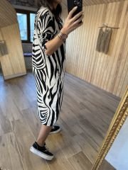 Zebra floş keten gömlek elb