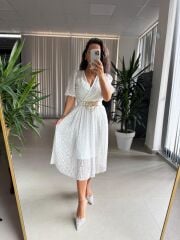 Mc 5737 Leopar Dantel Piliseli Elbise