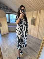 Zebra floş keten gömlek elb