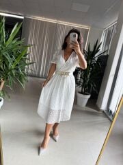 Mc 5737 Leopar Dantel Piliseli Elbise