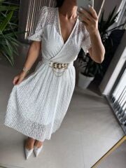 Mc 5737 Leopar Dantel Piliseli Elbise