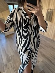 Zebra floş keten gömlek elb