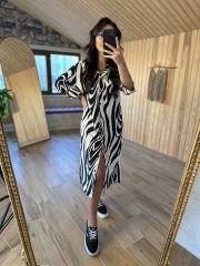 Zebra floş keten gömlek elb