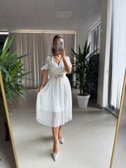 Mc 5737 Leopar Dantel Piliseli Elbise