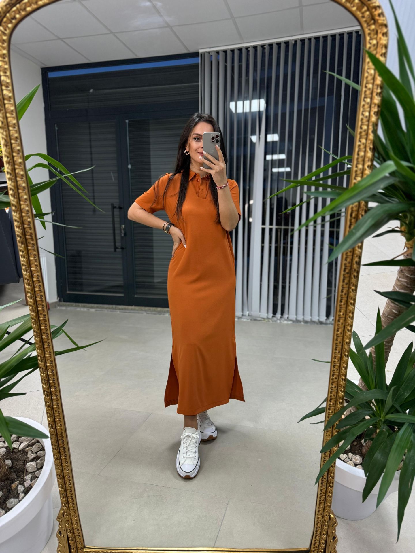 Sg Polo Yaka Turuncu Elbise