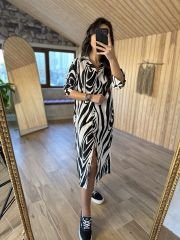 Zebra floş keten gömlek elb