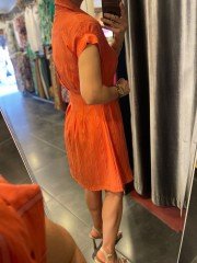 Orj astarlı gömlek elbise turuncu