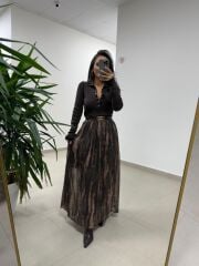 Mz 22782 Kahve Şifon Etek