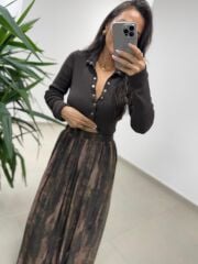 Mz 22782 Kahve Şifon Etek