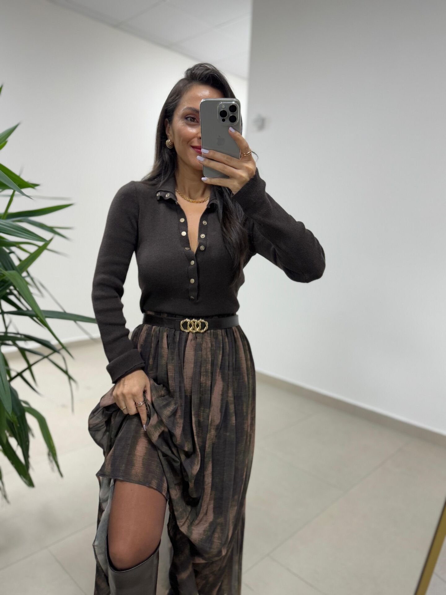 Mz 22782 Kahve Şifon Etek