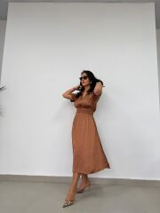 Bb 29519 Bakır Bel Gipeli Saten Elbise