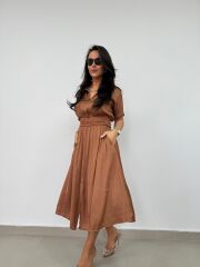 Bb 29519 Bakır Bel Gipeli Saten Elbise