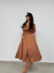 Bb 29519 Bakır Bel Gipeli Saten Elbise